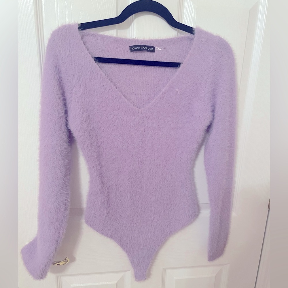 Fuzzy Lavender Bodysuit From Naked Wardrobe